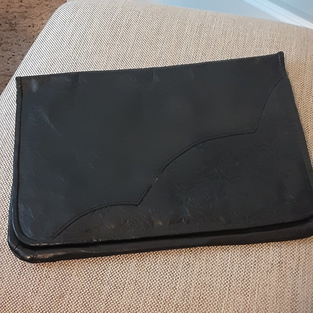 Floral Embossed Leather Clutch